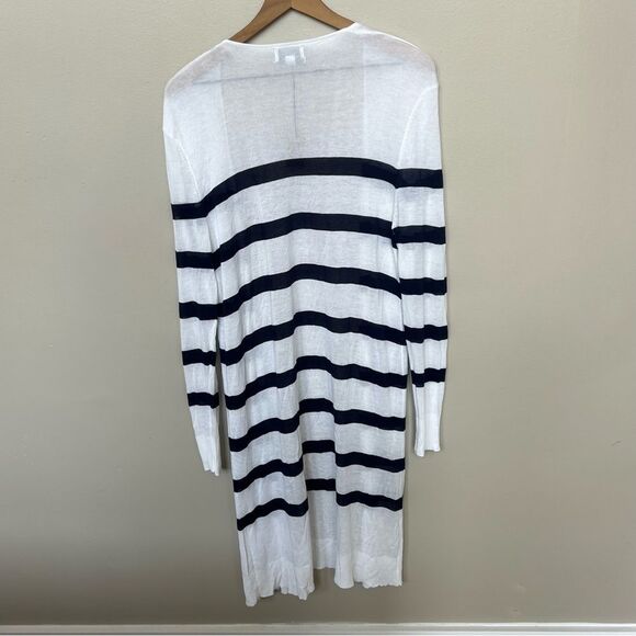 Mud Pie NWT Striped Beau Duster Cardigan WHITE NAVY Size M/L - Picture 7 of 9
